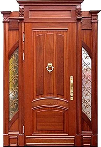 Массив дерева Входная парадная дверь с витражом MV-19